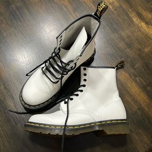 Dr. Martens White Smooth Leather Lace Up Boots